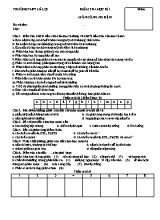 Đề kiểm tra học kì 1 môn Công nghệ Lớp 10 - Trường THPT Lê Lợi
